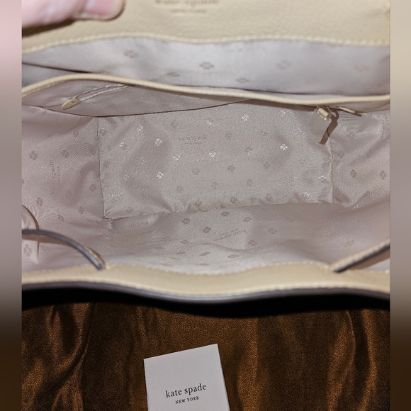 Kate Spade NWOT Knott Colorblock Pebbled Leather Medium backpack. Warm stone - Picture 11 of 15